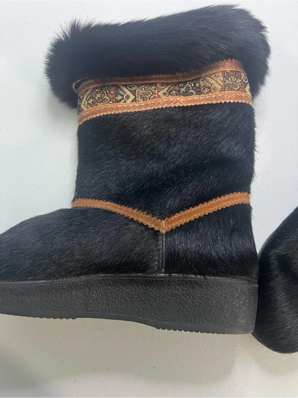 Garden Sport Italy Blk Faux Fur Trim & Pony Hair Winter/Snow boots Boots Size 39